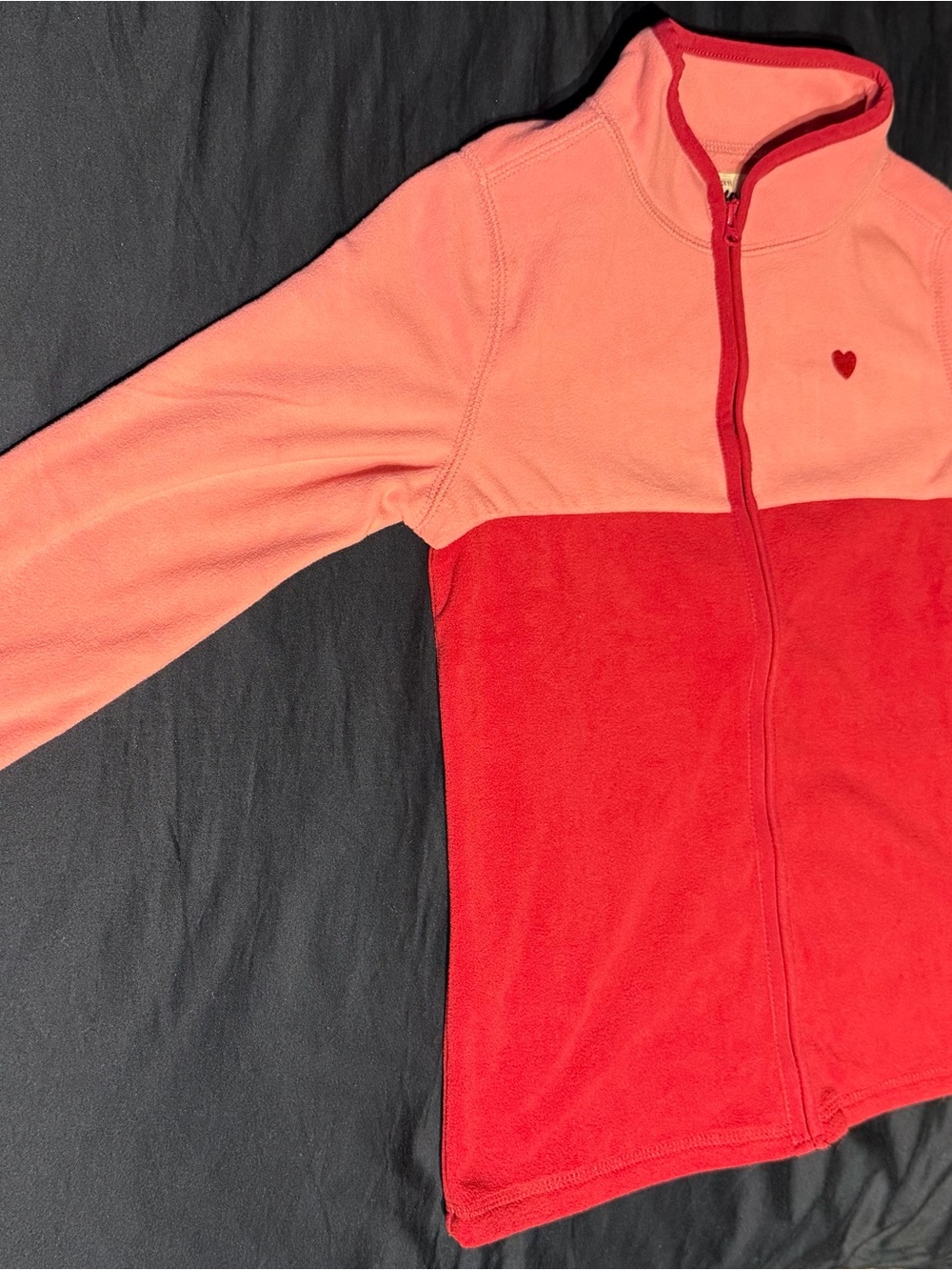 OshKosh B'gosh Coral Pink and Red Colorblock Fleece Jacket